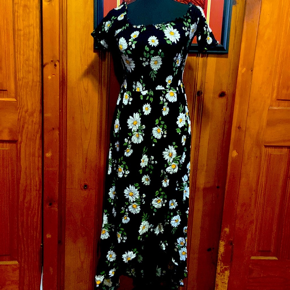 Floral black maxi dress